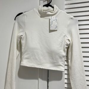 Klassy network white turtle neck crop top